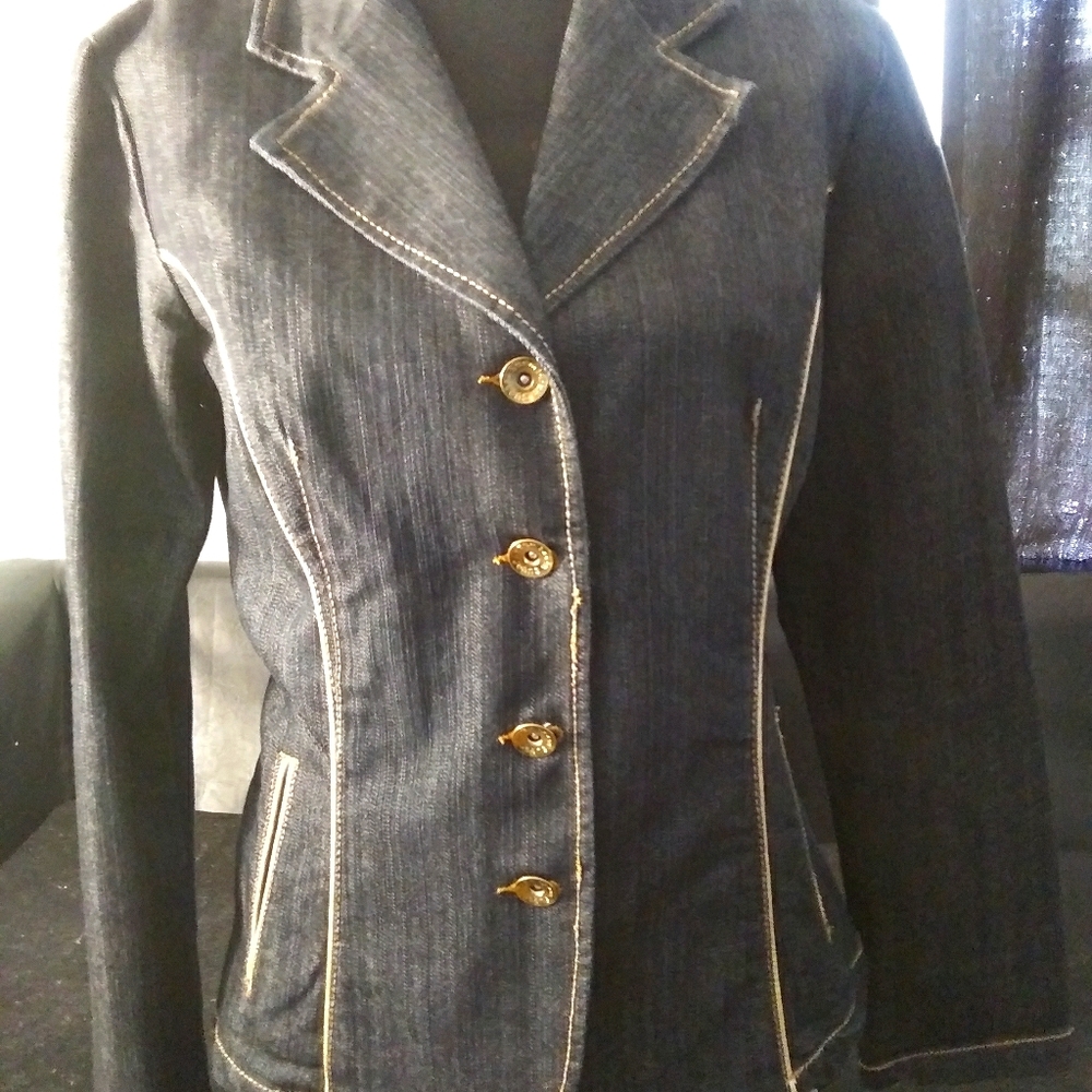 Navy Jean jacket with gold trim
